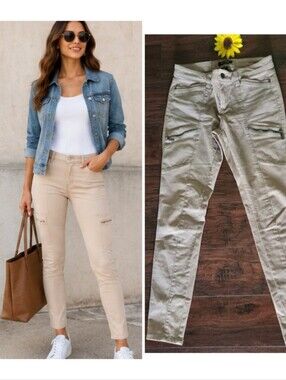 WHBM Sculpt High-Rise Skinny Ankle Cargo Jeans